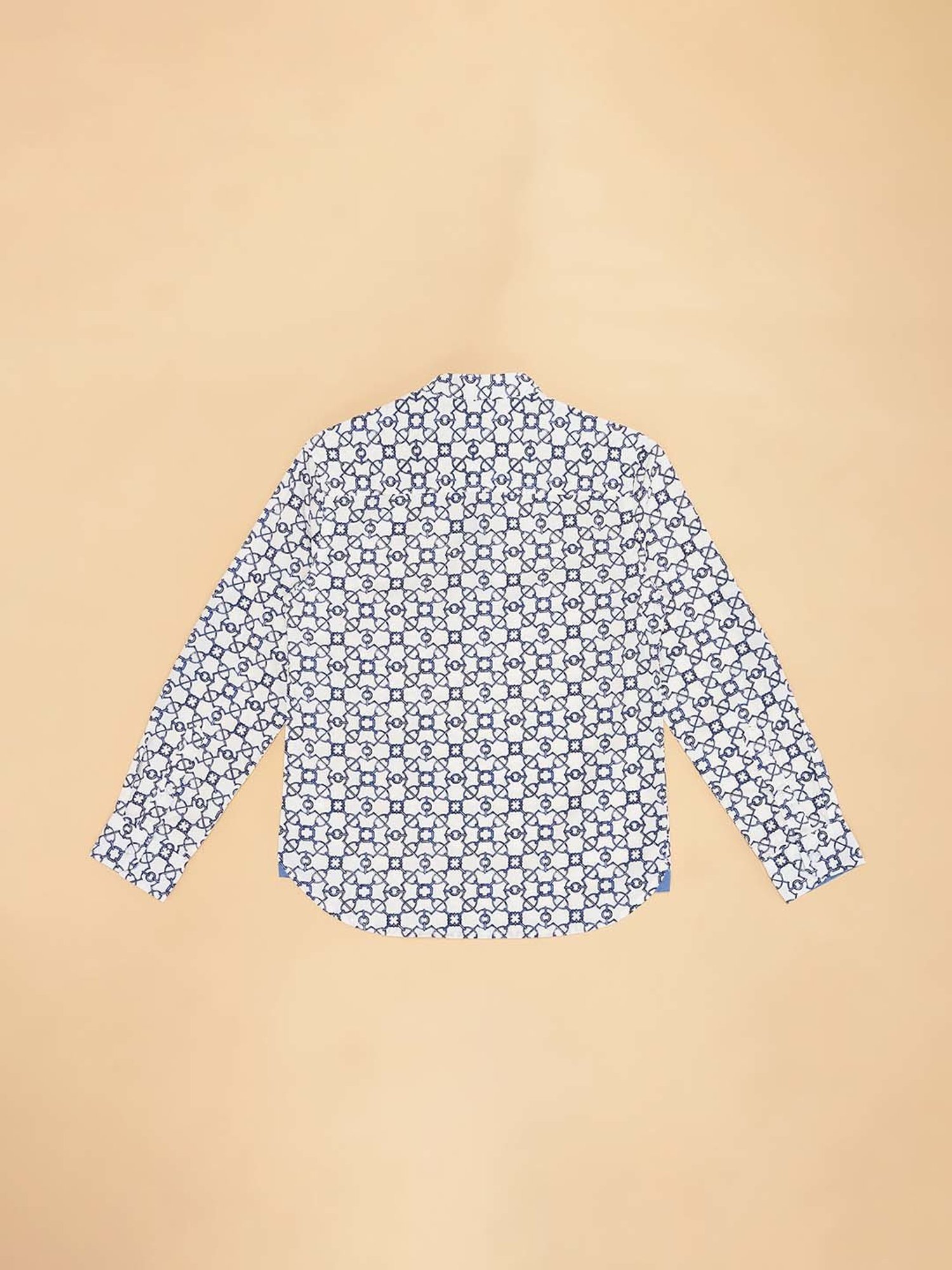 Pantaloons Junior White Cotton Printed Full Sleeves Shirt