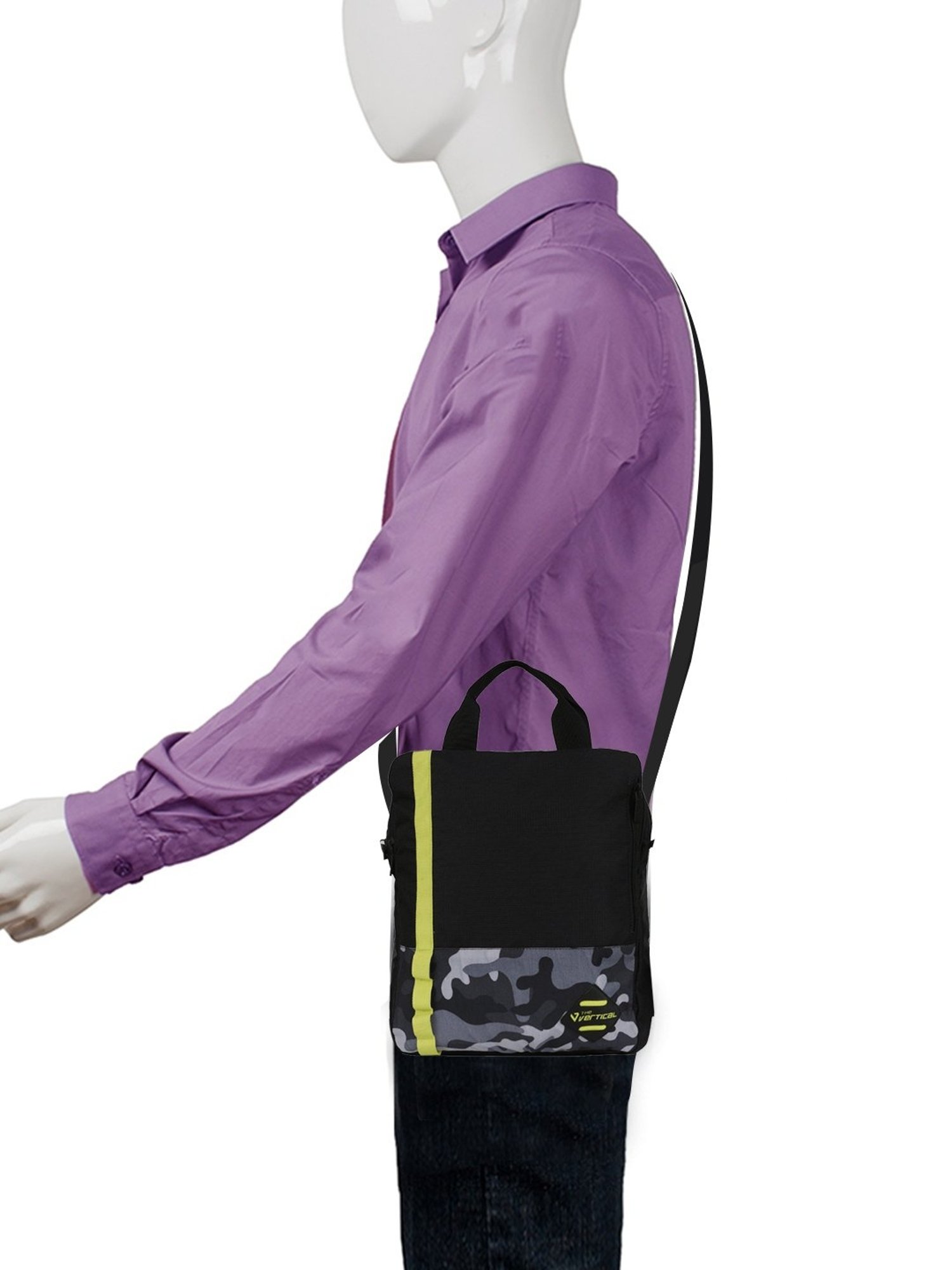 The Vertical Army Black Printed Medium Cross Body Bag