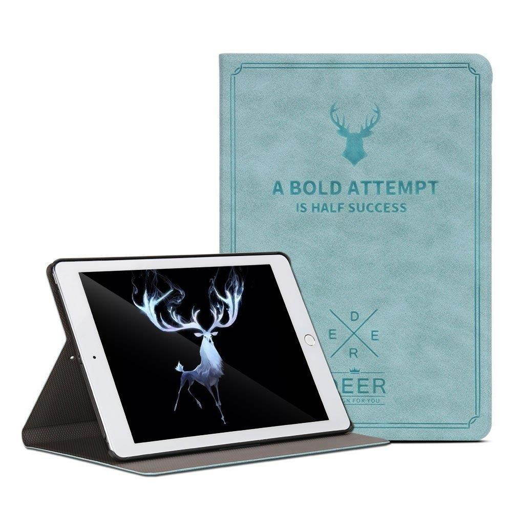 iPad Mini 3 / Mini 2 / Mini 1 Slim Fit Folio Smart Shell Shock Resistant Premium Cover [ Auto Sleep/Wake ] [ Multi-Angle Stand ] for Apple iPad Mini 3 / 2 / 1 - 7.9 Inch : Deer Pattern - Blue