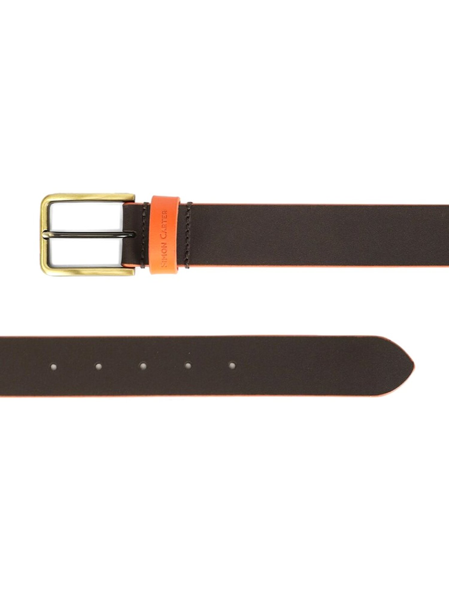 Simon Carter Brown Leather Casual Belt for Men