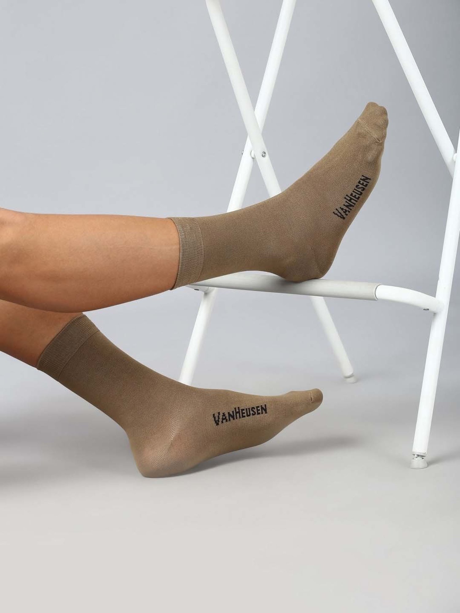 Van Heusen Brown Cotton Solid Socks - Set of 1