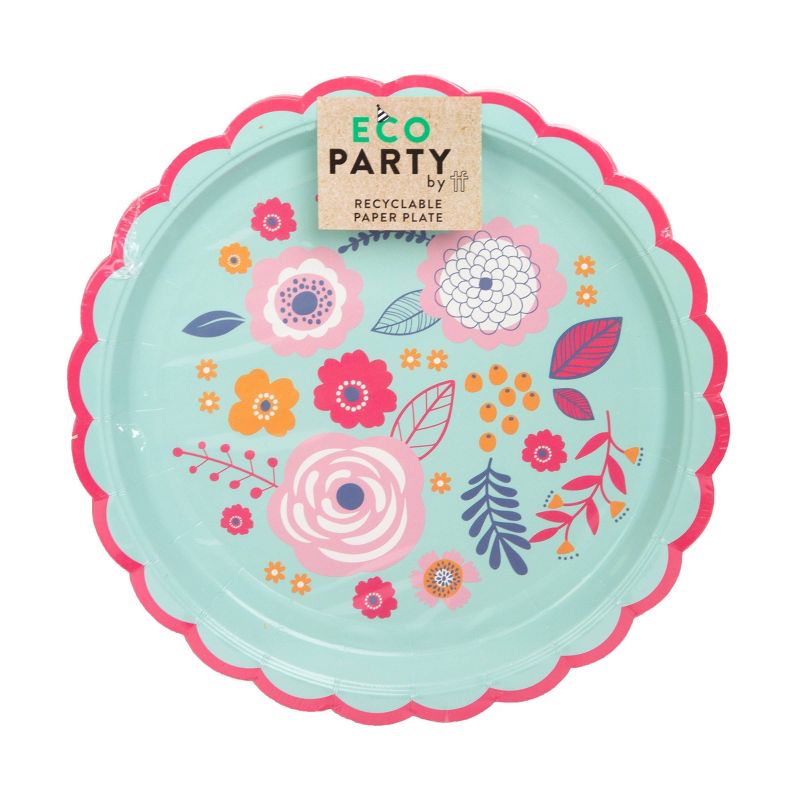 9" 8pk Eco Party Printed Scalloped Paper Plates
