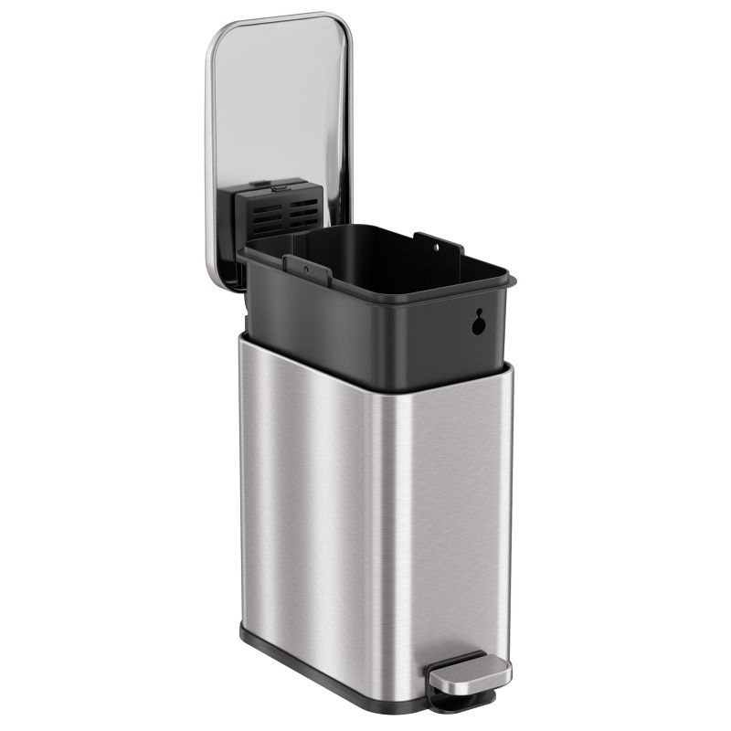 Rubbermaid 8 Quart Traditional Square Top Bedroom, Bathroom, and Office Wastebasket Trash Can, White (2 Pack)