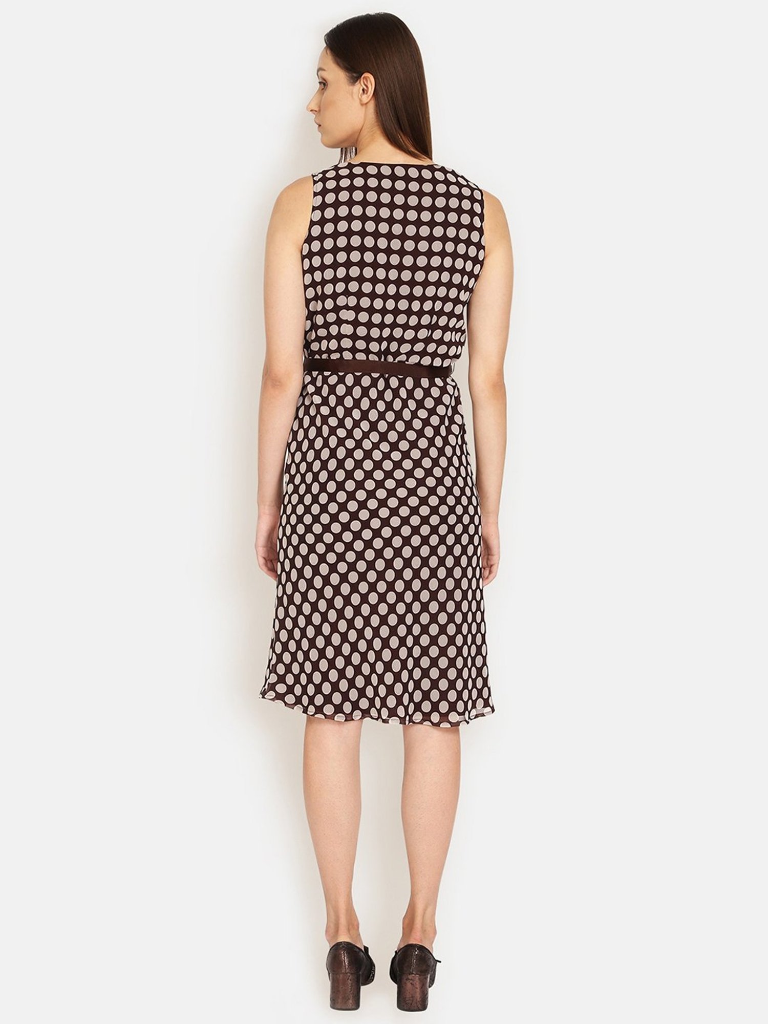 Office & You Brown Print A-Line Dress