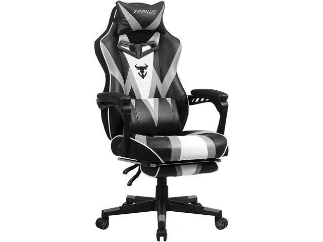 Zeanus Pink Ergonomic Gaming Chair for Girl, Gaming Chair with Footrest, Gaming Chair for Adults, High Back Racing Chair, Computer Chair with Massage, E-Sports Gamer Chair, Big and Tall Gaming Chair