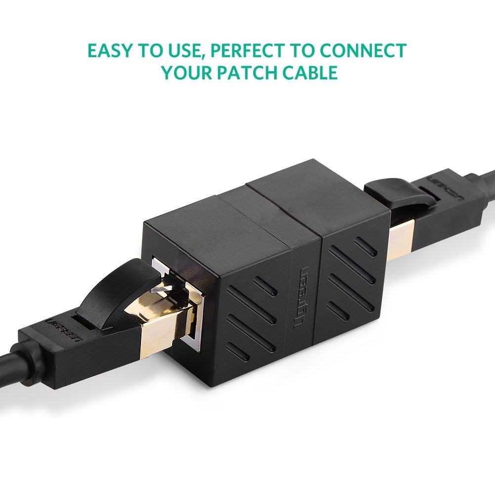 ESTONE 10-PACK RJ45 Female To Female Network Ethernet LAN Splitter Connector Transfer Head RJ45 Adapter Coupler for Cat7 Cat6 Cat5e(Black)