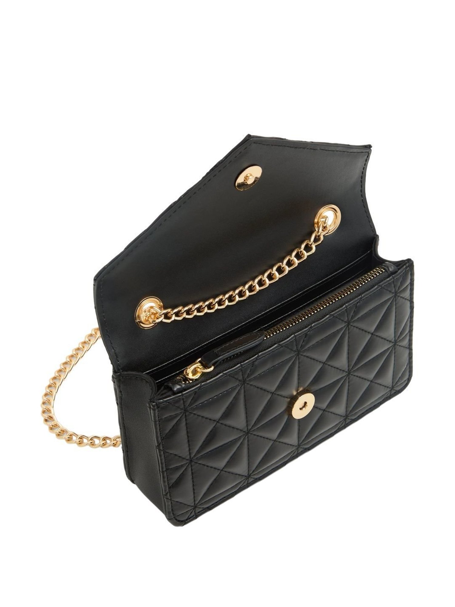 Call It Spring Black Textured Small Sling Handbag