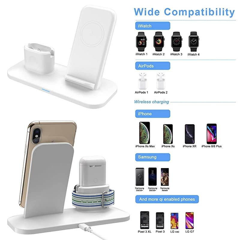 Charger 3 in 1 Charging Station for Apple Watch and iPhone Airpods Charging Stand Compatible for Apple iPhone XXSXRXs Max88 Plus Apple Watch Series 4 3 2 1 Airpods