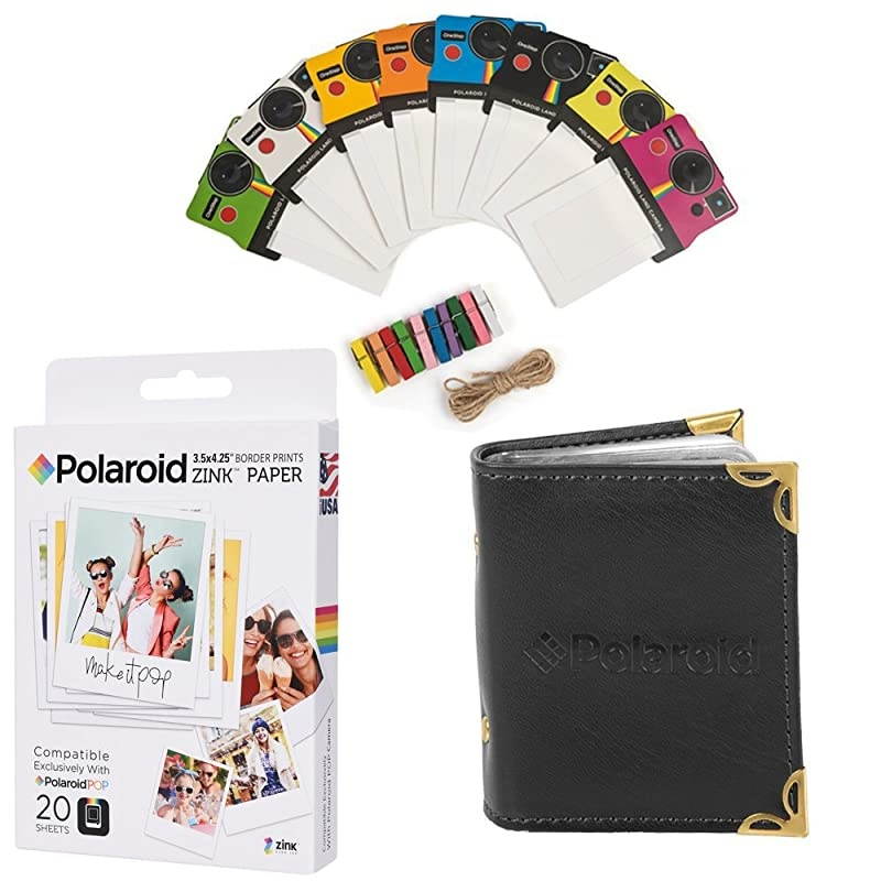 35 x 425 inch Premium Zink Photo Paper 20 Sheets + Colorful Vintage Photo Frames + Photo Album Compatible POP