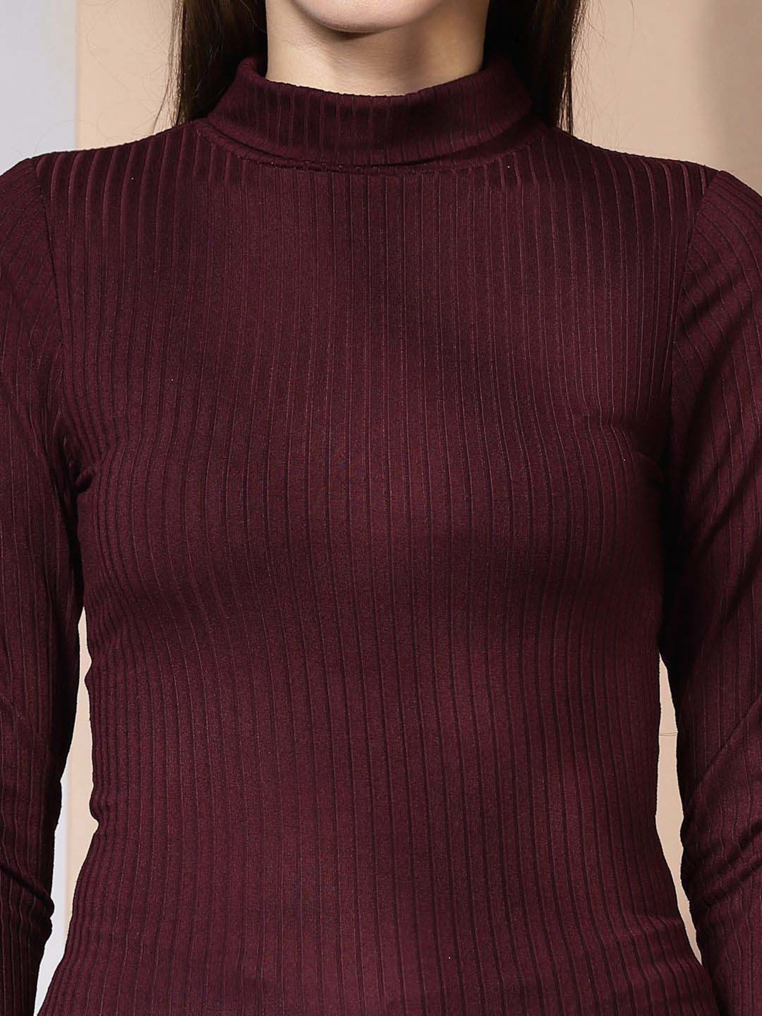 KASSUALLY Maroon Striped Top