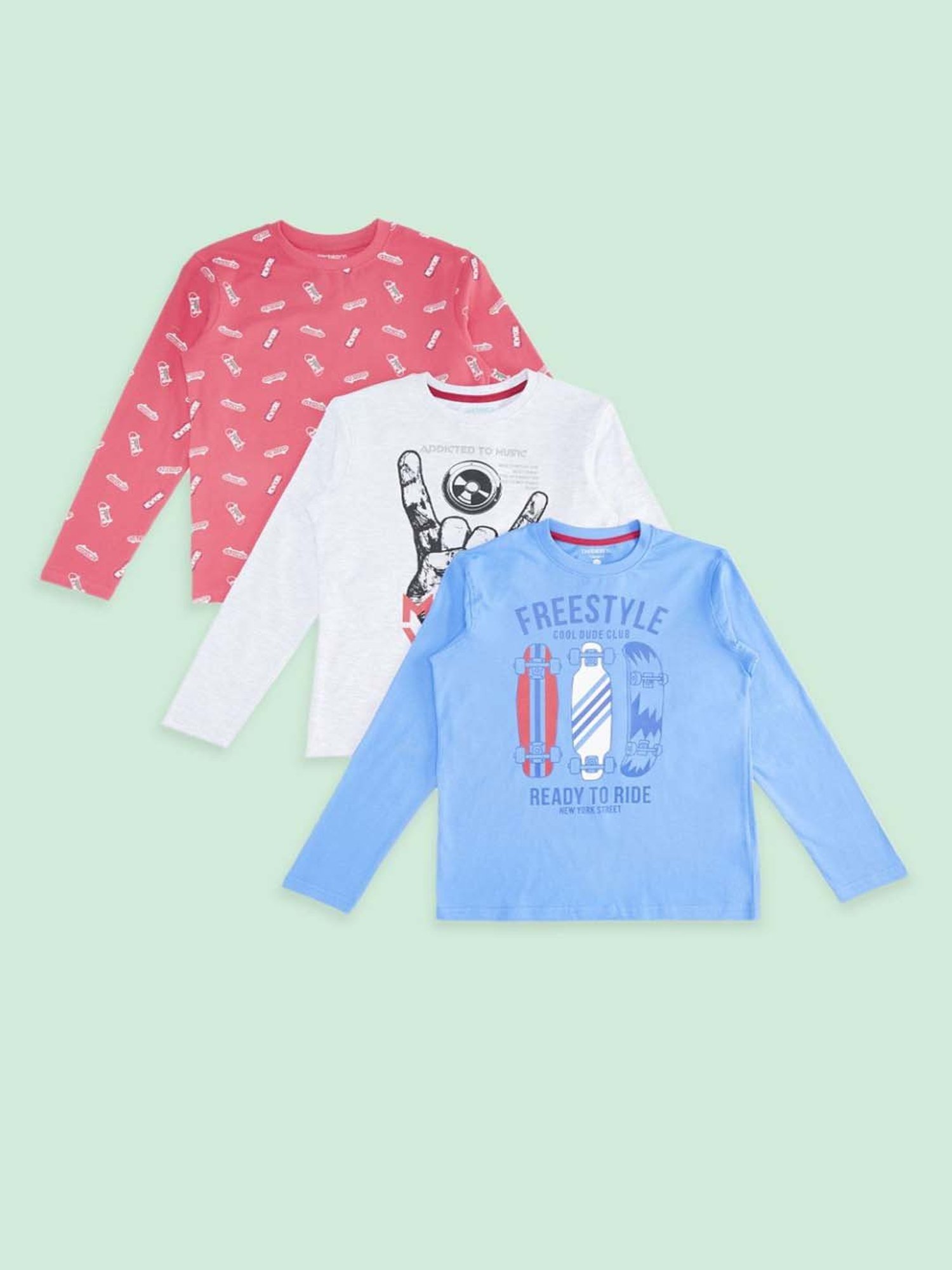 Pantaloons Baby Kids Multicolor Cotton Printed Full Sleeves T-Shirt