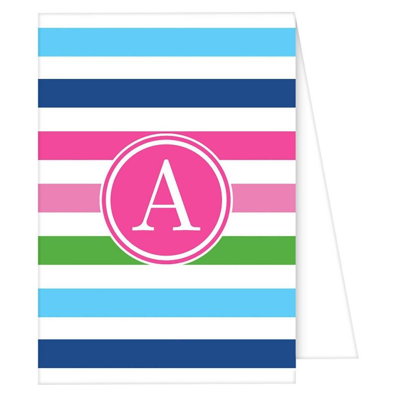 Note Cards - Preppy Stripe Monogram - A