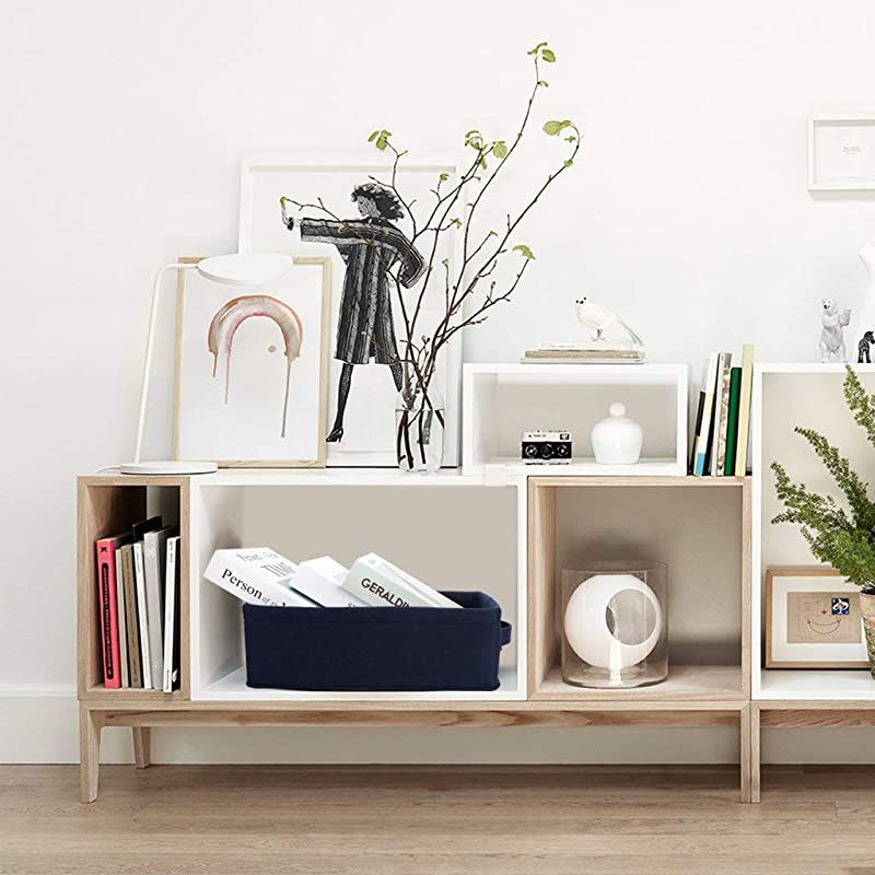 Storage Baskets Shelf Storage Baskets Navy Blue Fabric Storage Basket Bin Narrow Storage Basket for Towels Dog Cat Toys Clothes Hats Belts Dippers Baby Toys Storage Basket Little