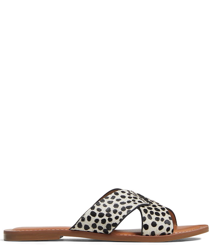 Jack Rogers Sloane Slotted X Band Dotted Animal Print Calf Hair Slides