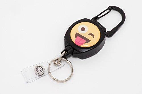 Rel Amigo Retractable I.D. Badge Reel & Key Holder - Emoji (Face with Wink)