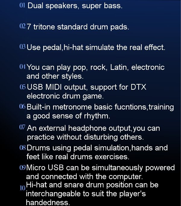 Portable USB MIDI Portable Roll Up Electronic Drum Digital Drum set Kit Pedal
