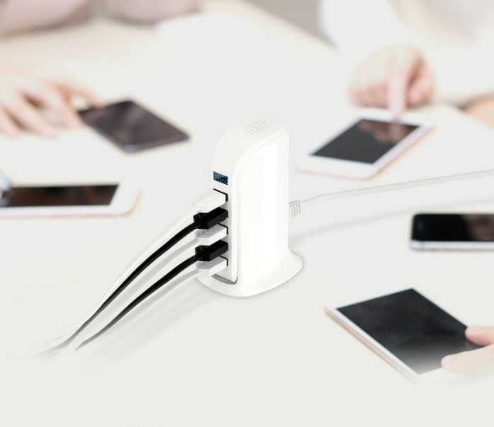 NW 1776 Android Apple Universal 5V4A Multi-port USB Charger 5USB Smart Digital Display Travel Charging Head