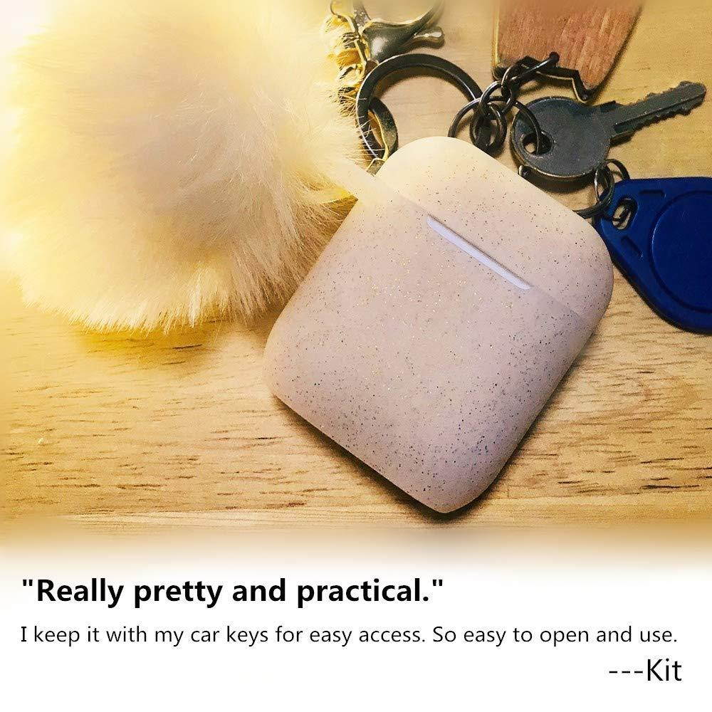 Airpods Case - Filoto Airpods Silicone Cute Glittery Case Cover with Keychain/Strap for Apple Airpod (Gold)