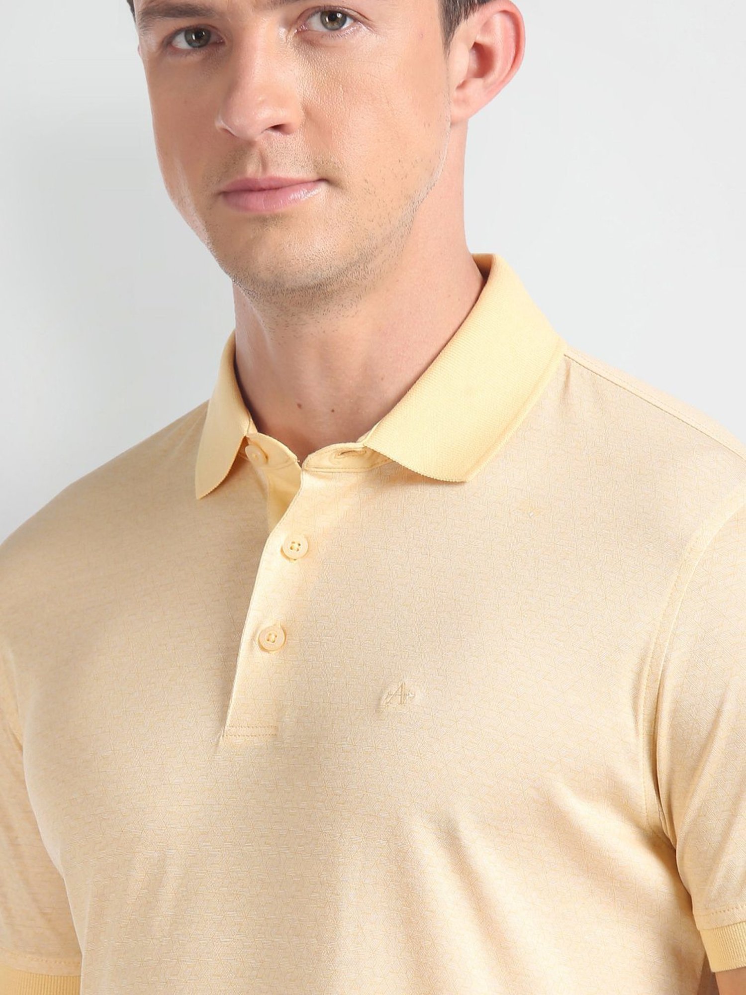 Arrow Yellow Cotton Regular Fit Polo T-Shirt