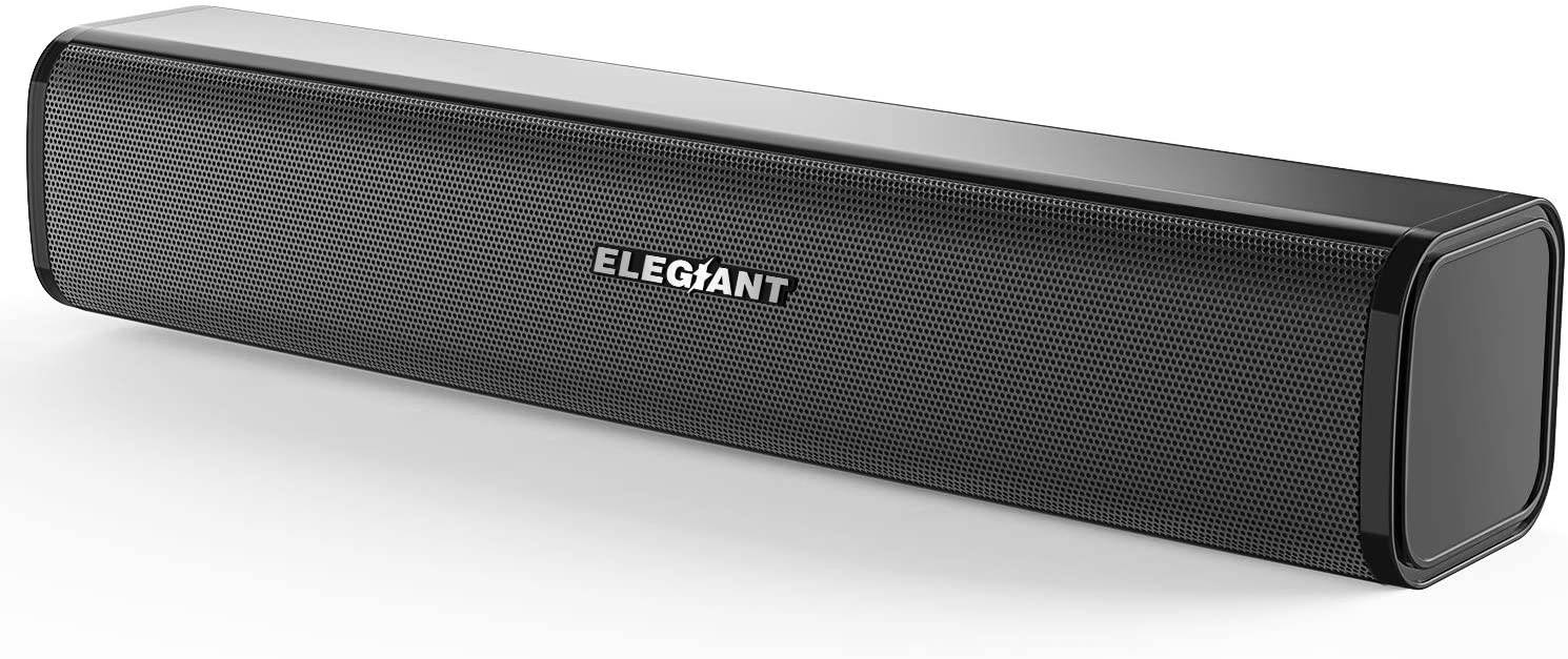 Computer Speakers, ELEGIANT Computer Speakers for Desktop USB Powered 6W PC Speakers with Volume Control Portable Mini Sound bar for Desktop for Desktop, Windows PC, Laptop, SR050 Black