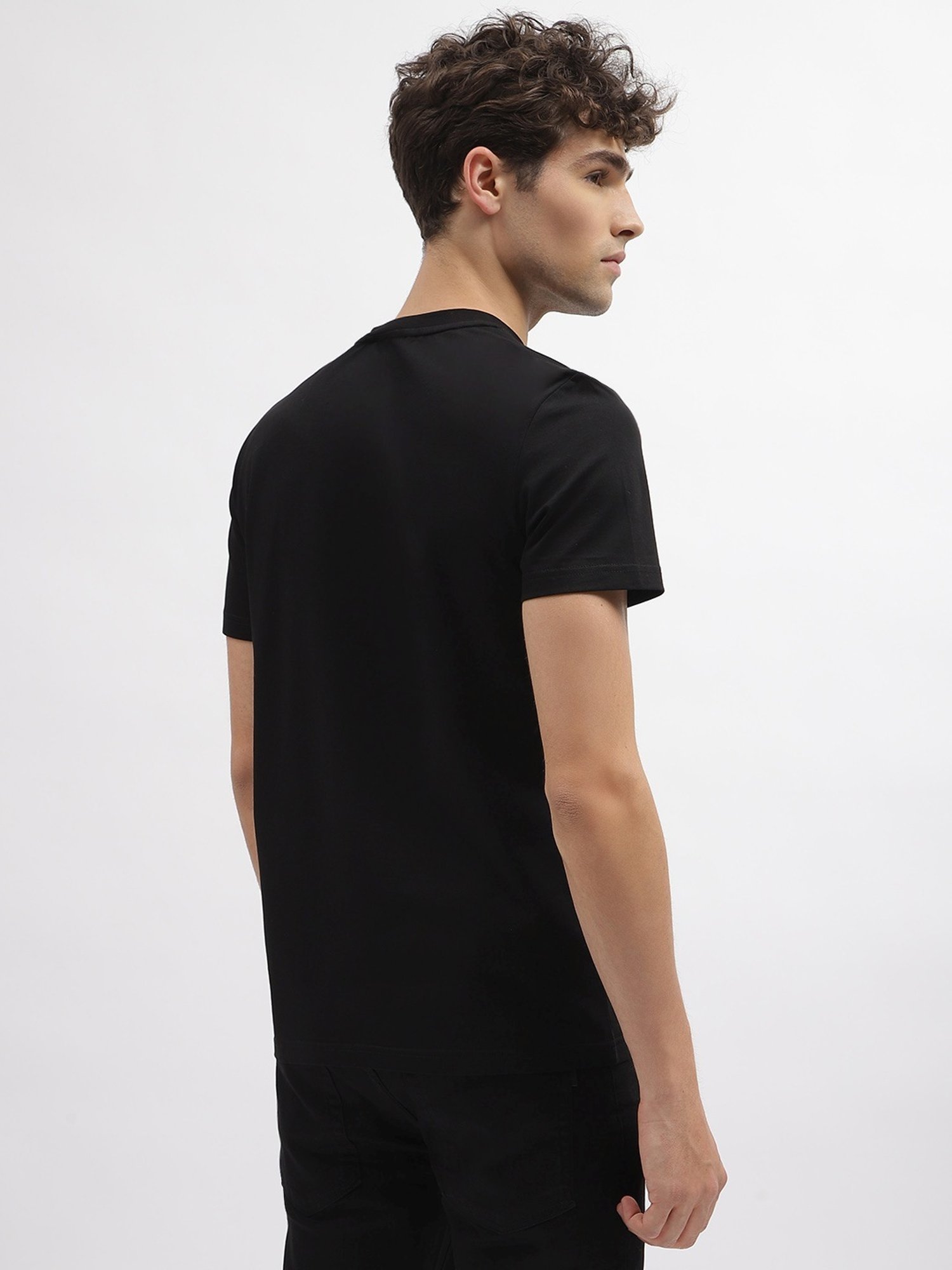 Antony Morato Black Cotton Slim Fit Printed T-Shirt