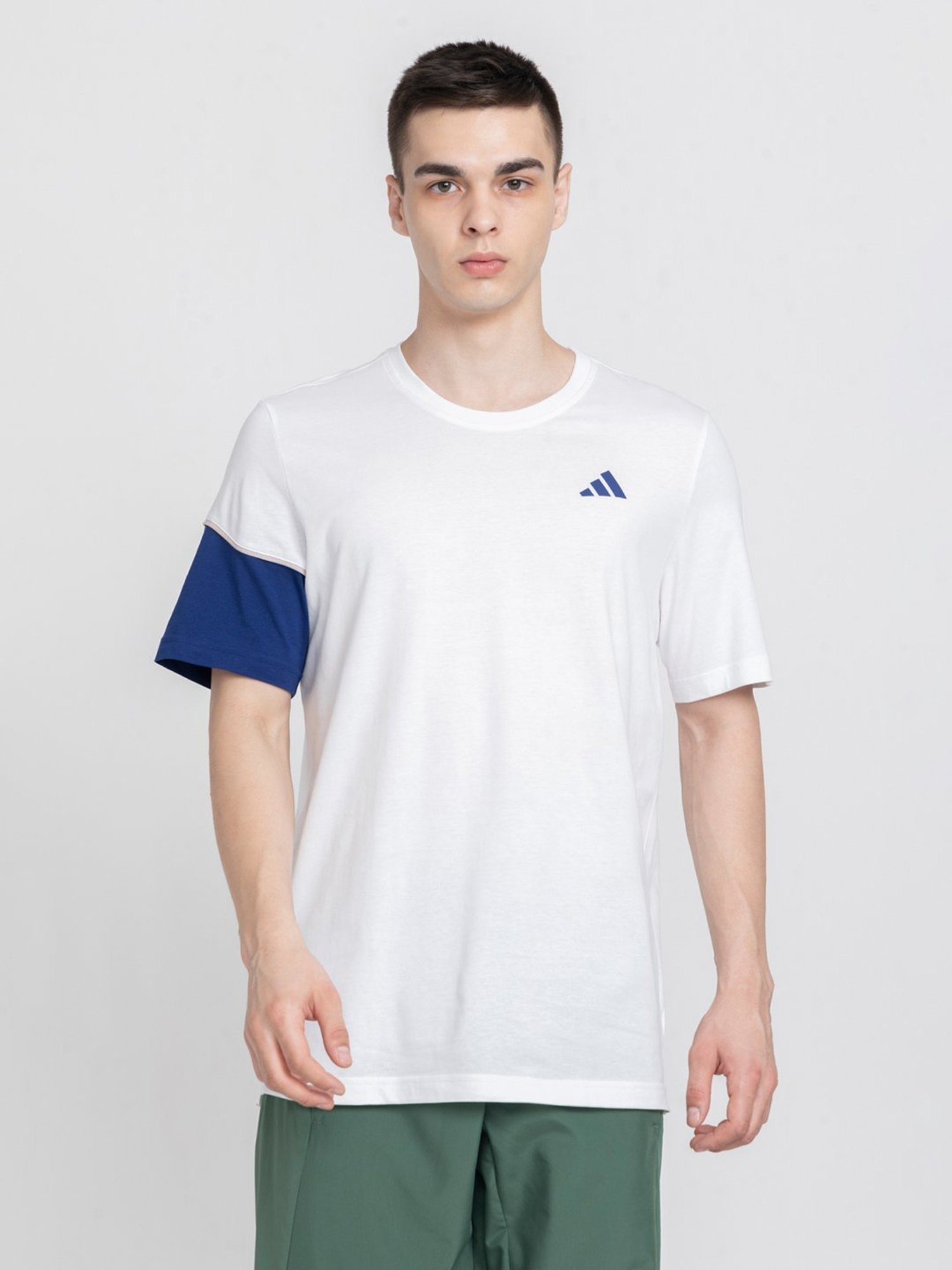 adidas White Regular Fit Club House Cotton Crew T-Shirt