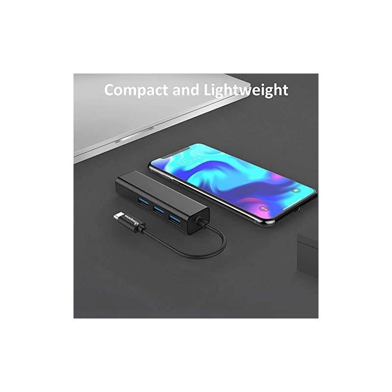 USB C to USB 3 Ports Ethernet Hub Adapter  USBC to USB A 30 Powered Hub with Ethernet LAN RJ45 Network Compatible for TypeC MacBook Pro201920182017 Chromebook Surface Book and More