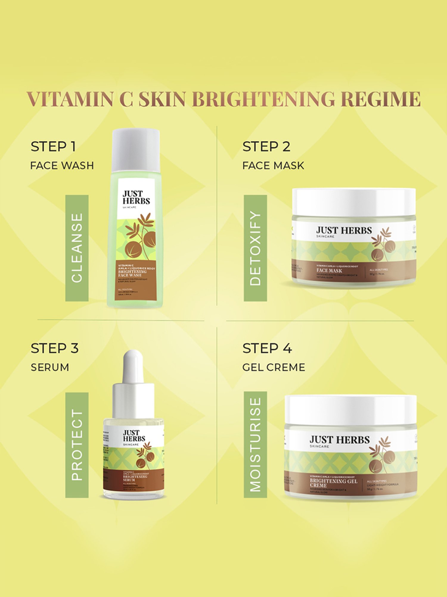 JUST HERBS Vitamin C Amla + Liquorice Root Brightening Face Serum - 30 ml