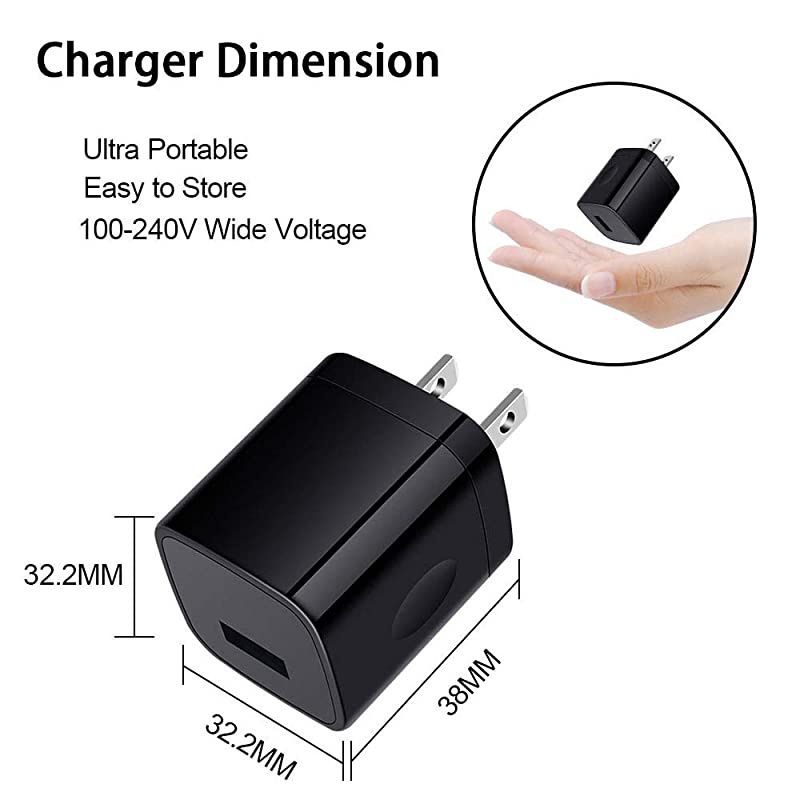 USB Wall Charger, Charger Block,  3-Pack One Port Wall Charger Box Cube Brick USB Plug Power Adapter for iPhone 11/Xs/XR/X/8/7/6 Plus, Samsung GalaxyS10 S10e S9 S8, Moto, LG, Nexus, Android