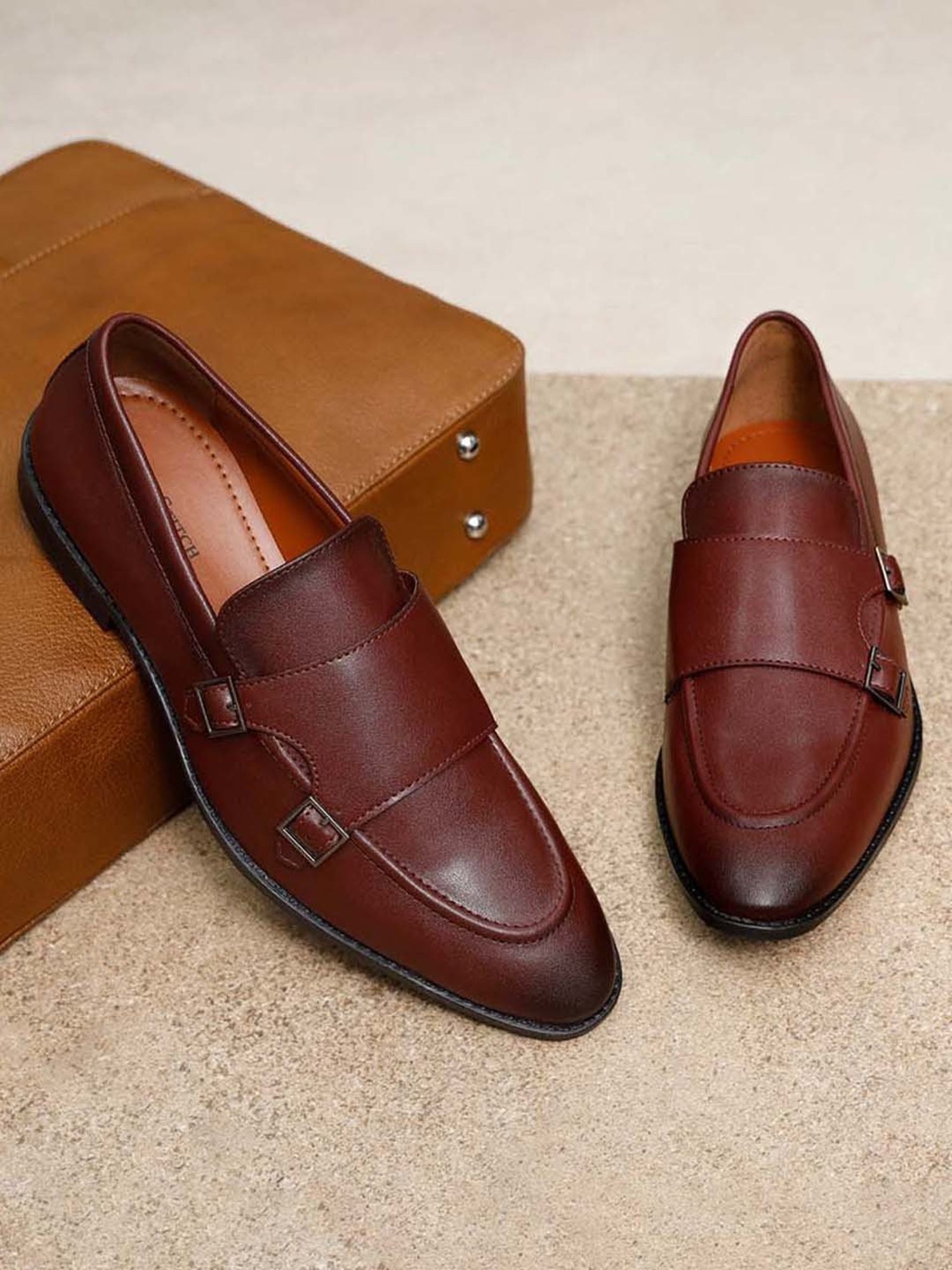 Louis Stitch Men's Rosewood Monk Shoes