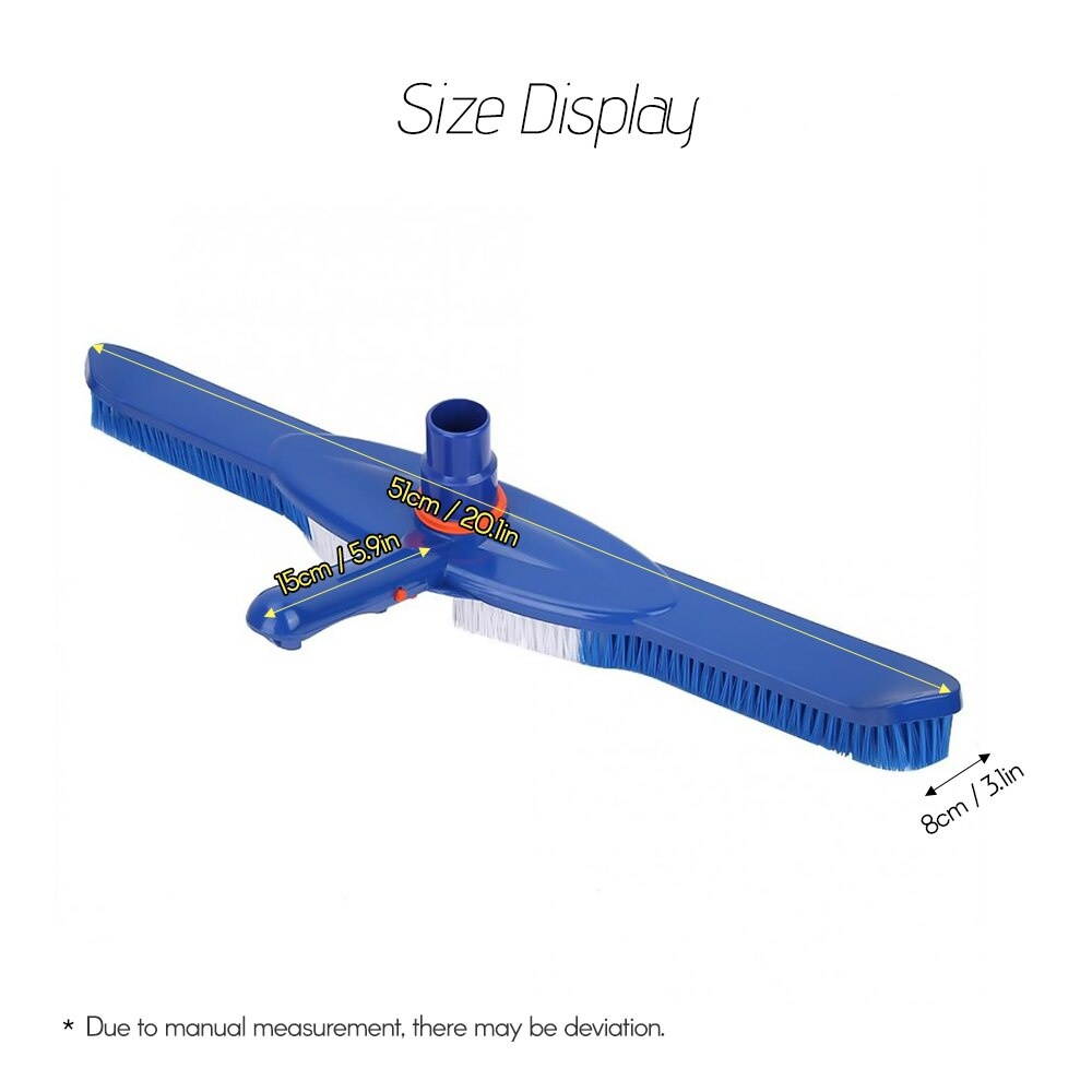 20" Heavy Duty Swimming Pool Brush Scrub Brush with Fixed Hose Connector Cleaning Tool for Wall Tiles Floors