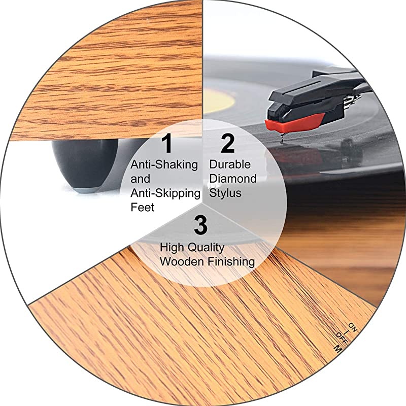 Record Player for 334578 RPM Vinyl RecordsBluetooth BeltDrive Turntable with Builtin Stereo SpeakersYellow