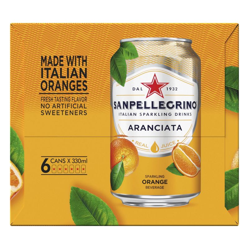 Sanpellegrino Sparkling Fruit Beverages Aranciata/Orange - 6pk/11.15 fl oz Cans