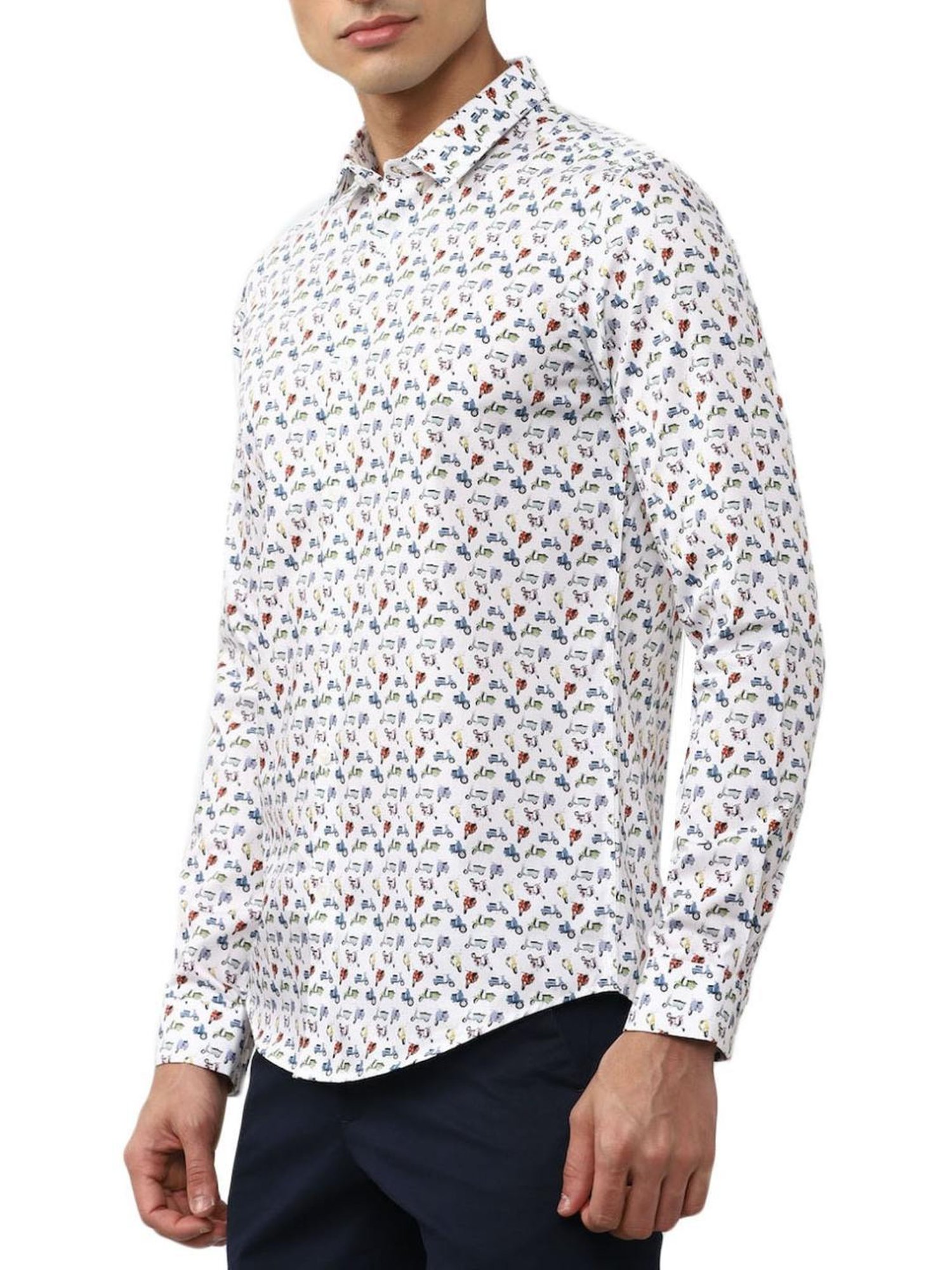 Simon Carter London White Printed Slim Fit Shirt