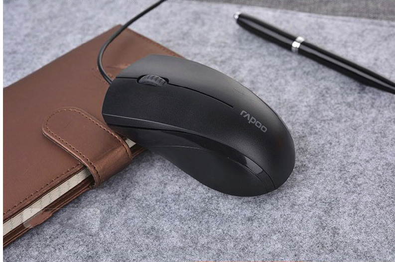 Rapoo N160  Ergonomic Wired White Optical USB Durable Silent Mouse for Office and Gaming, 3 Buttons, Shipped With Big Mouse Pad