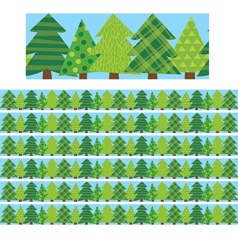 6pk 35ft Woodland Friends Pine Trees Classroom Borders - Creative Teaching Press
