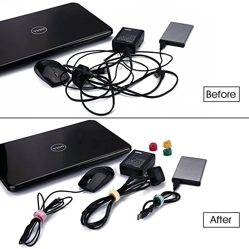 Reusable Cable Straps Wire Ties Pack of 50 Adjustable Cord Fastener Cable Organizer 8 Inches Multicolor