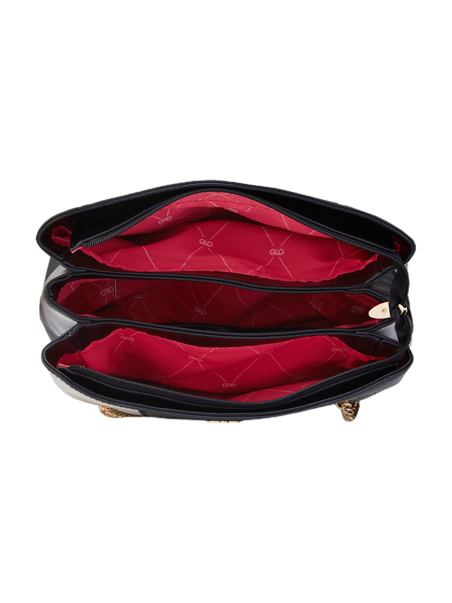 Globus Black Color Block Medium Shoulder Bag