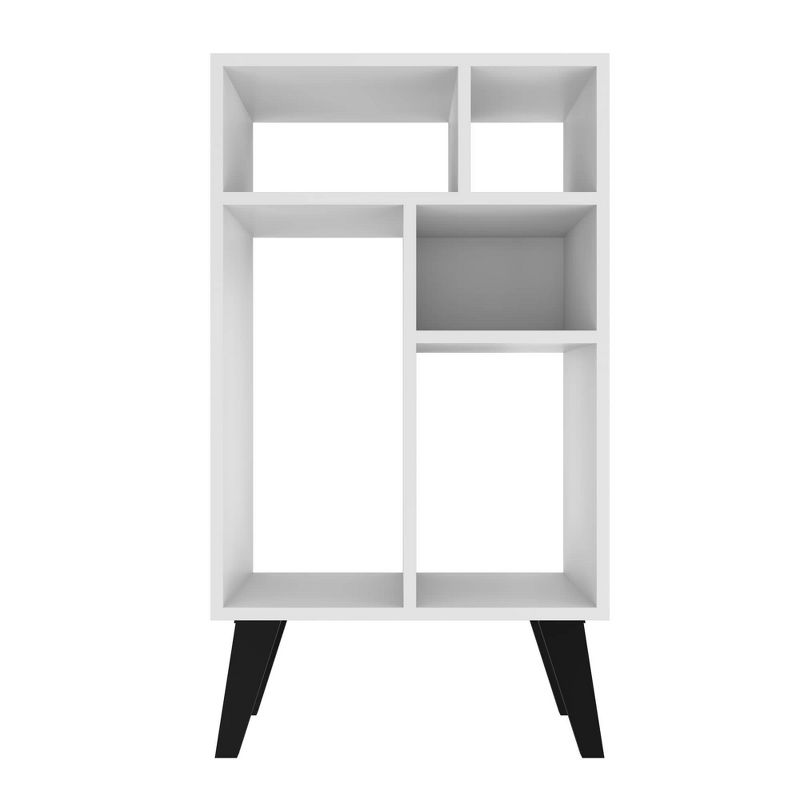 33.46" Low Warren Bookshelf White/Black Feet - Manhattan Comfort