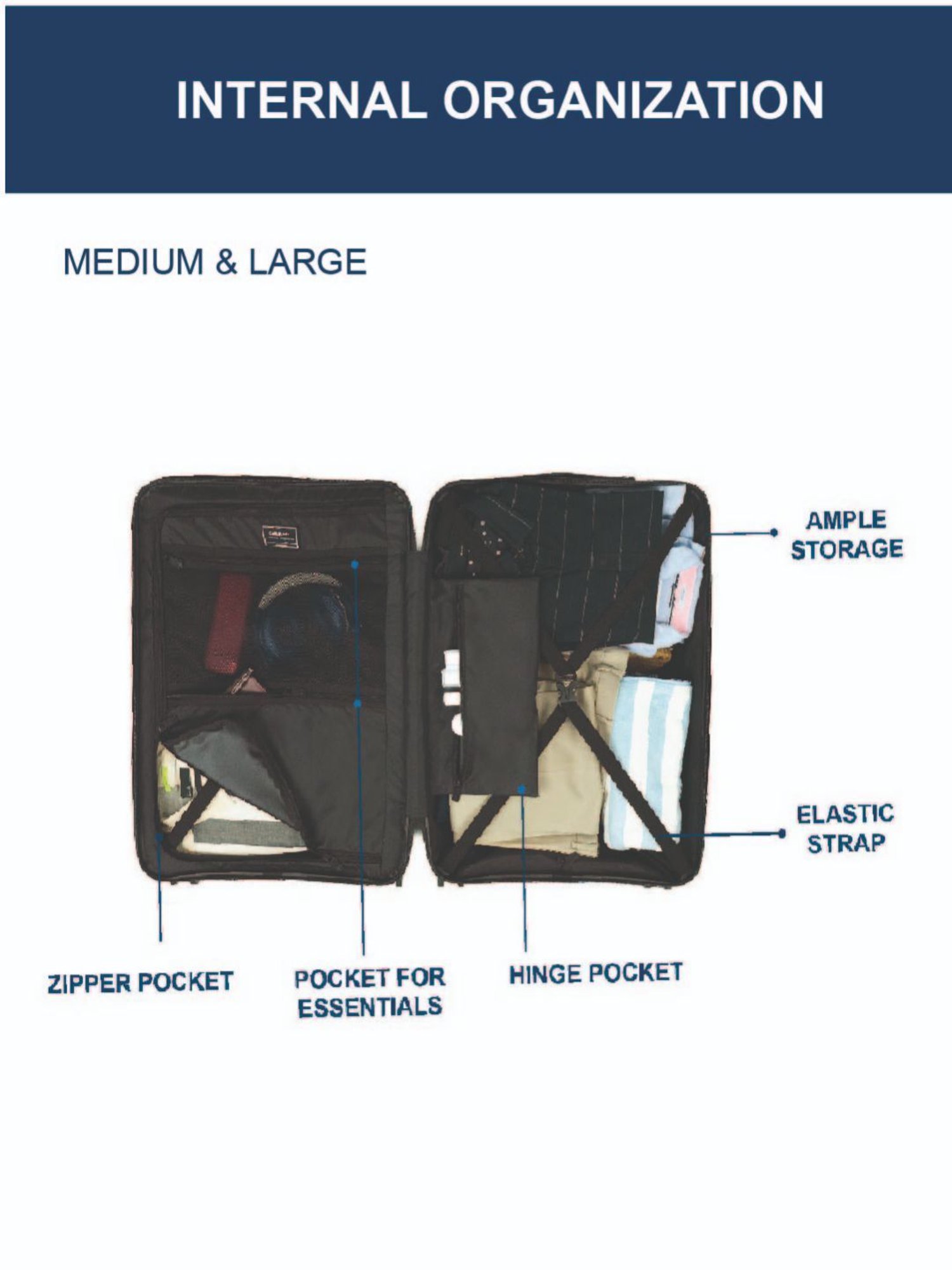 Carriall Grey 8 Wheel Large & Medium Hard Checked Luggage Set of 2 - 52 cm