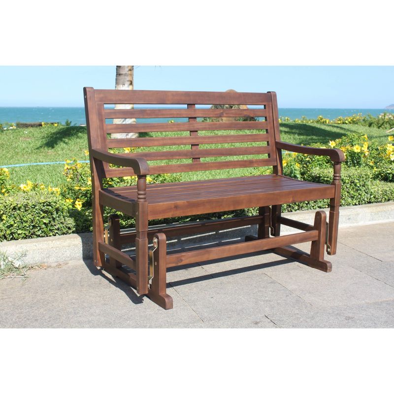 Wood Outdoor Bench in Natural Brown-Pemberly Row