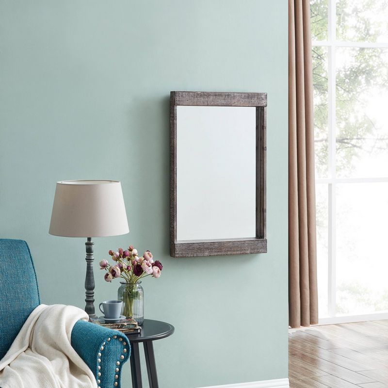 32" x 20" Rectangular Wall Mirror Distressed Wood Gray - Danya B.
