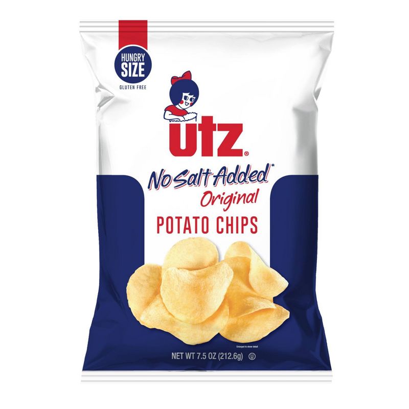 Utz No Salt Added Original Potato Chips - 7.5oz