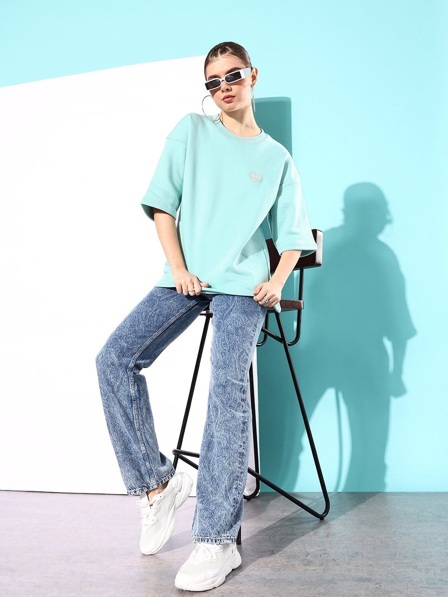 Difference of Opinion Turquoise Fleece Oversized Sweatshirt