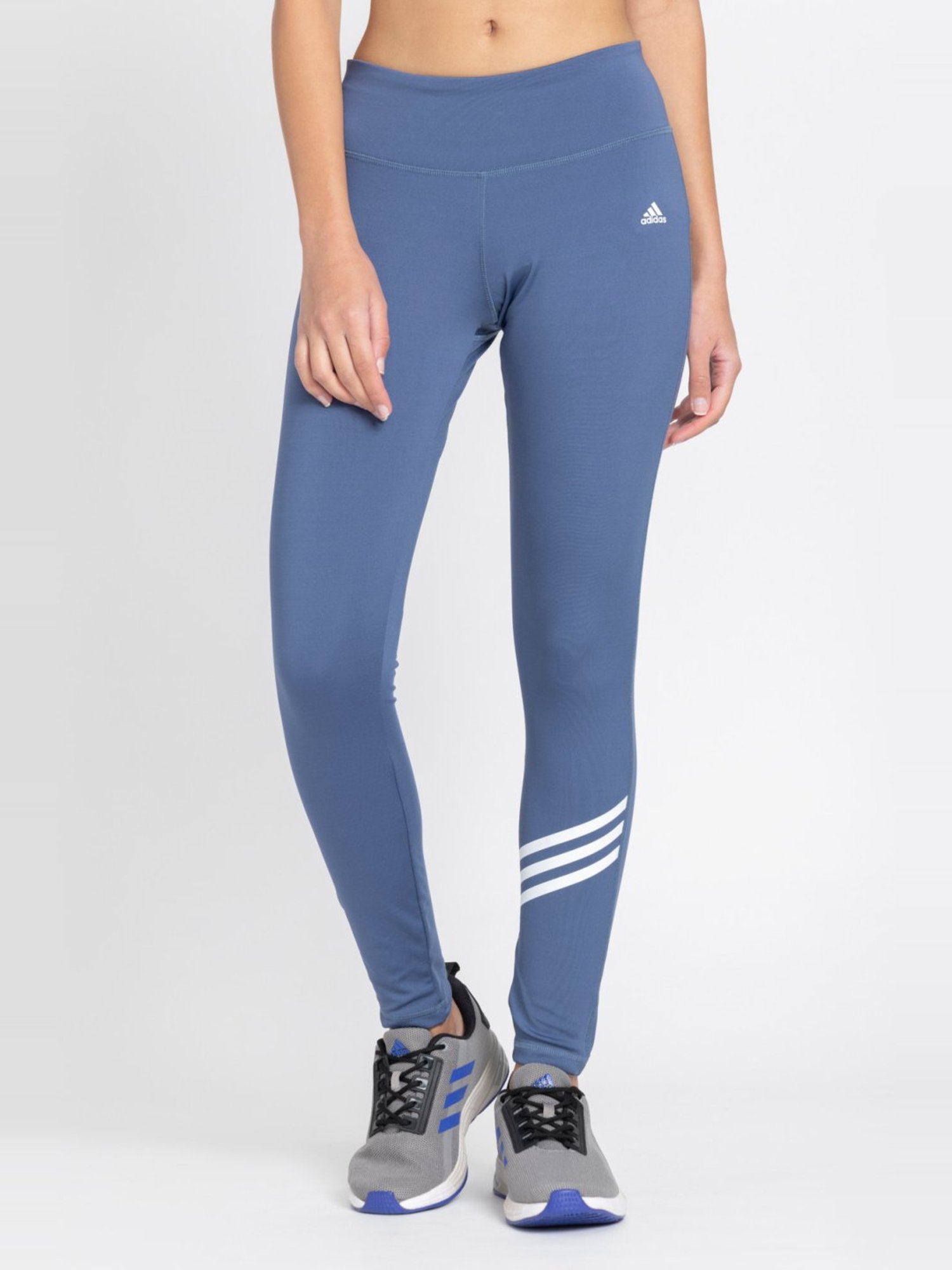 adidas Stone Blue Striped Tights