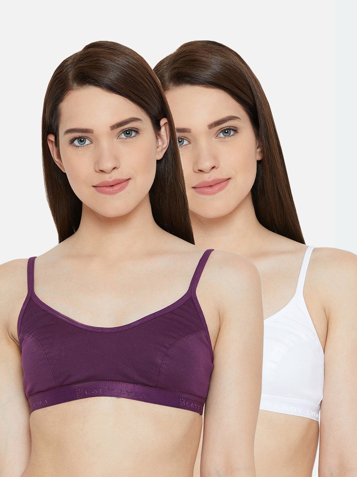 Lady Lyka Multicolor Non Wired Non Padded Sports Bra (Pack Of 2)