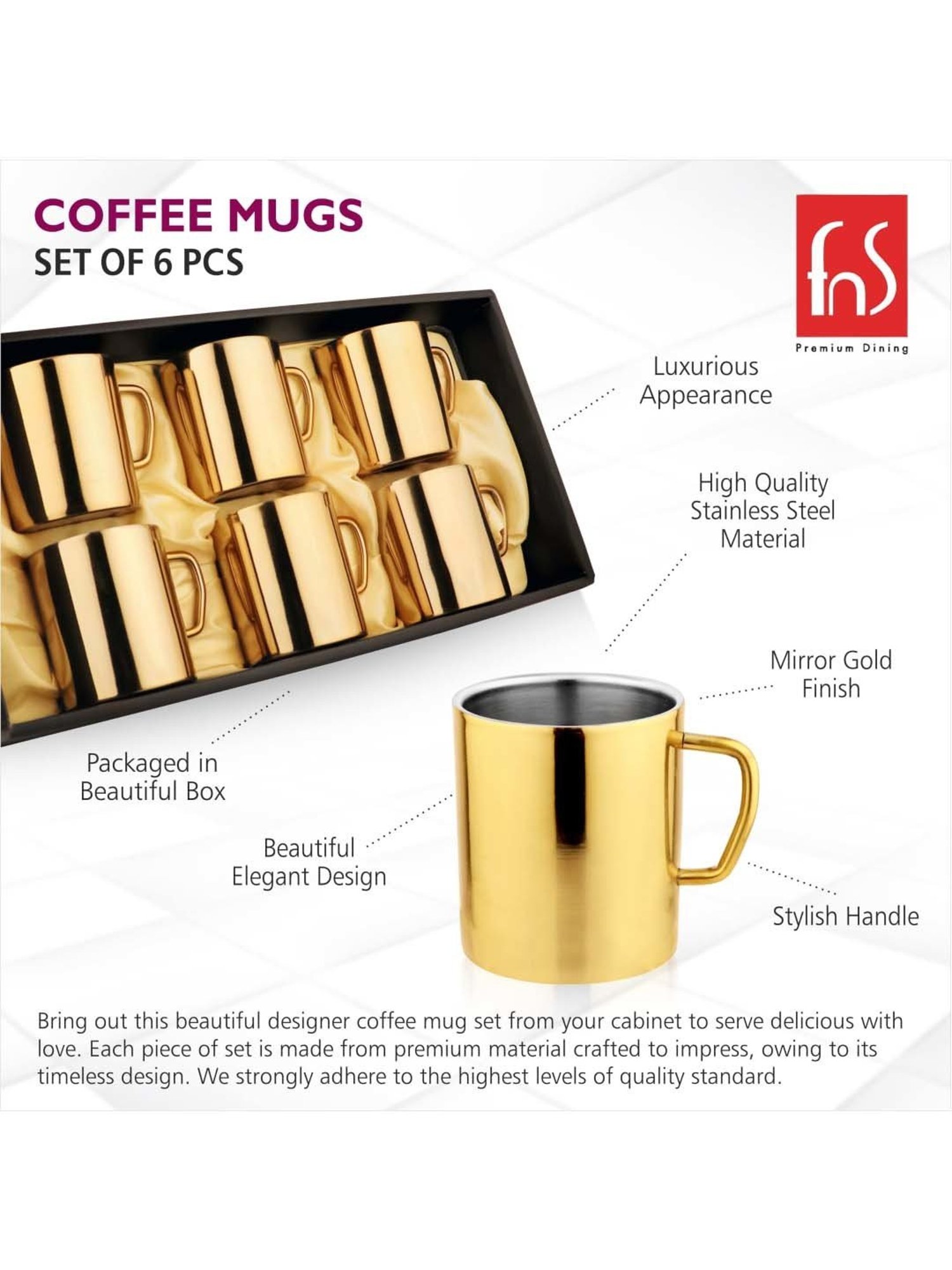 Femora Black Ceramic Coffee Mugs (0.36 L) - Set of 4