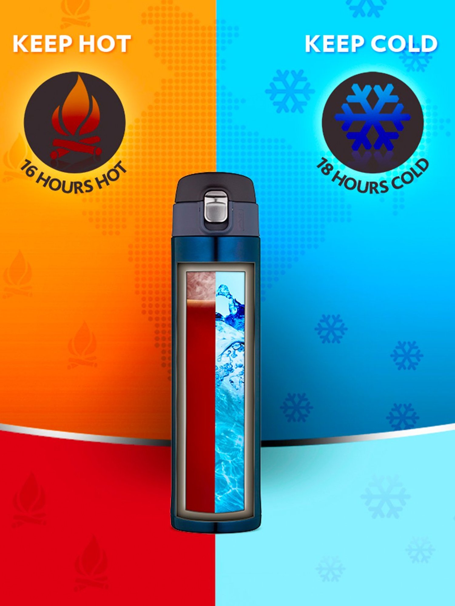 Borosil Blue Stainless Steel Hydra Nova Vacuum Insulated Flask Water Bottle - 500 ml