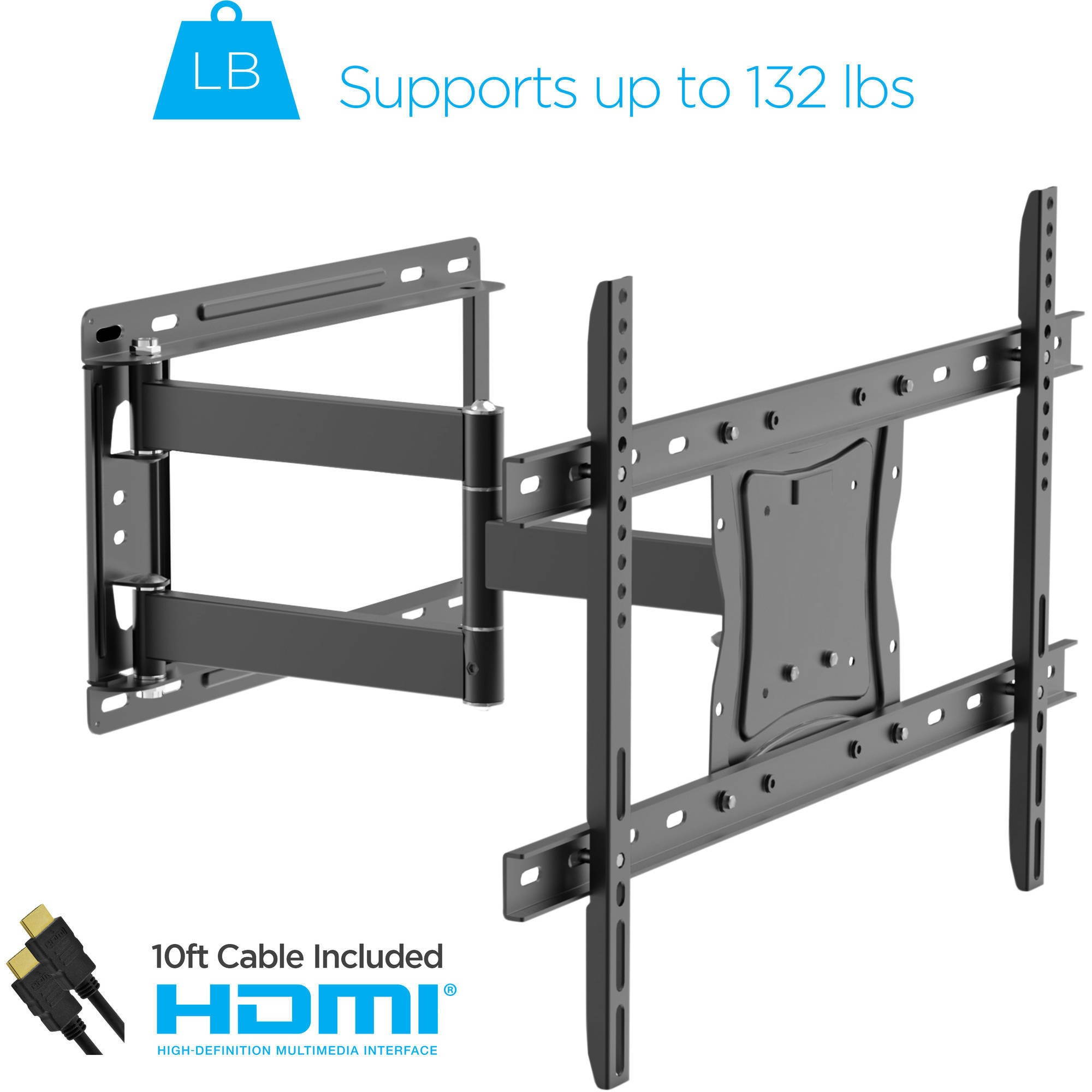 Full-Motion Articulating, Tilt/Swivel, Universal Wall Mount Kit for 19" to 84" TVs with HDMI Cable