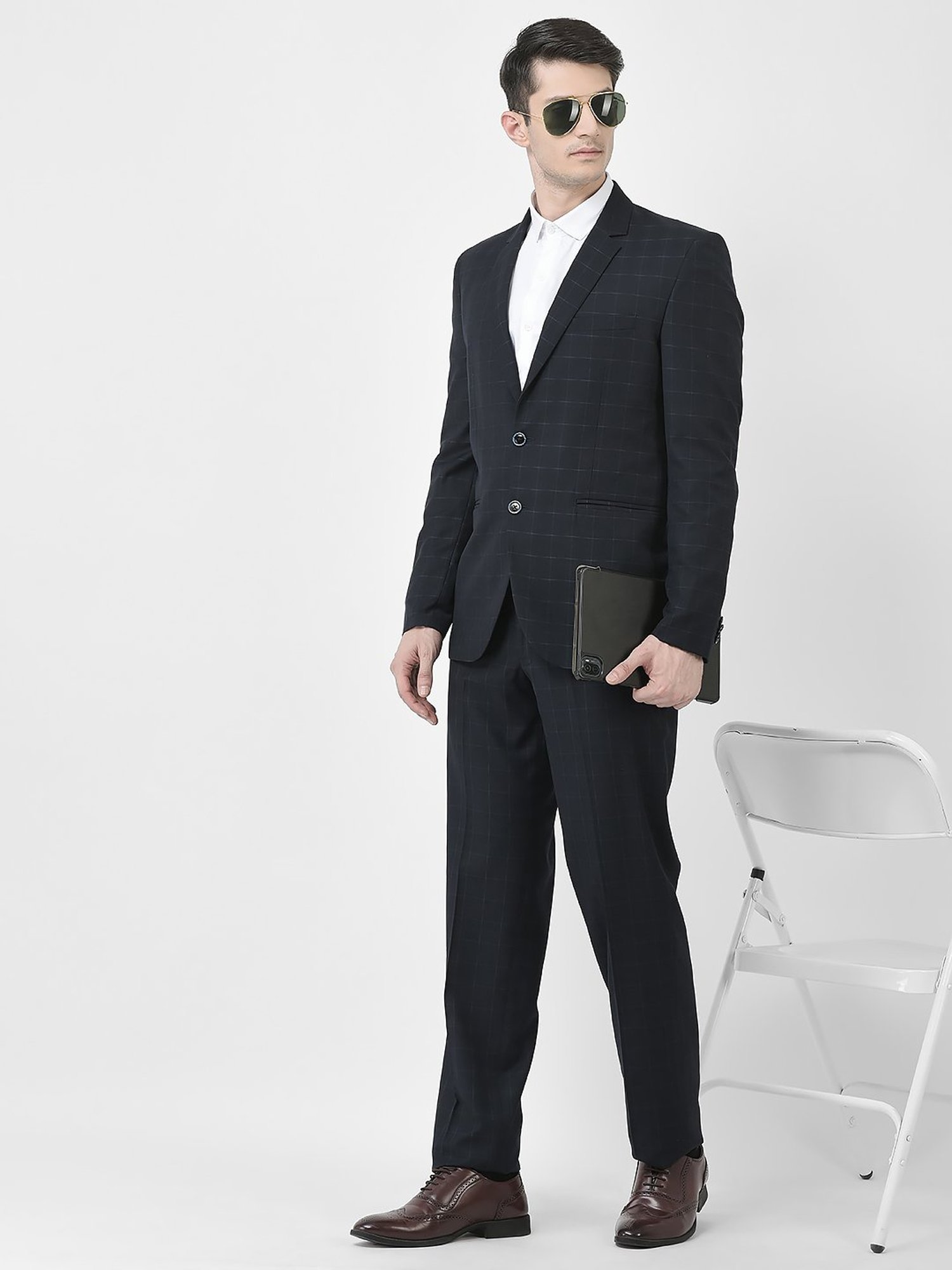 Raymond Brown  Slim Fit Printed Three Piece Suit